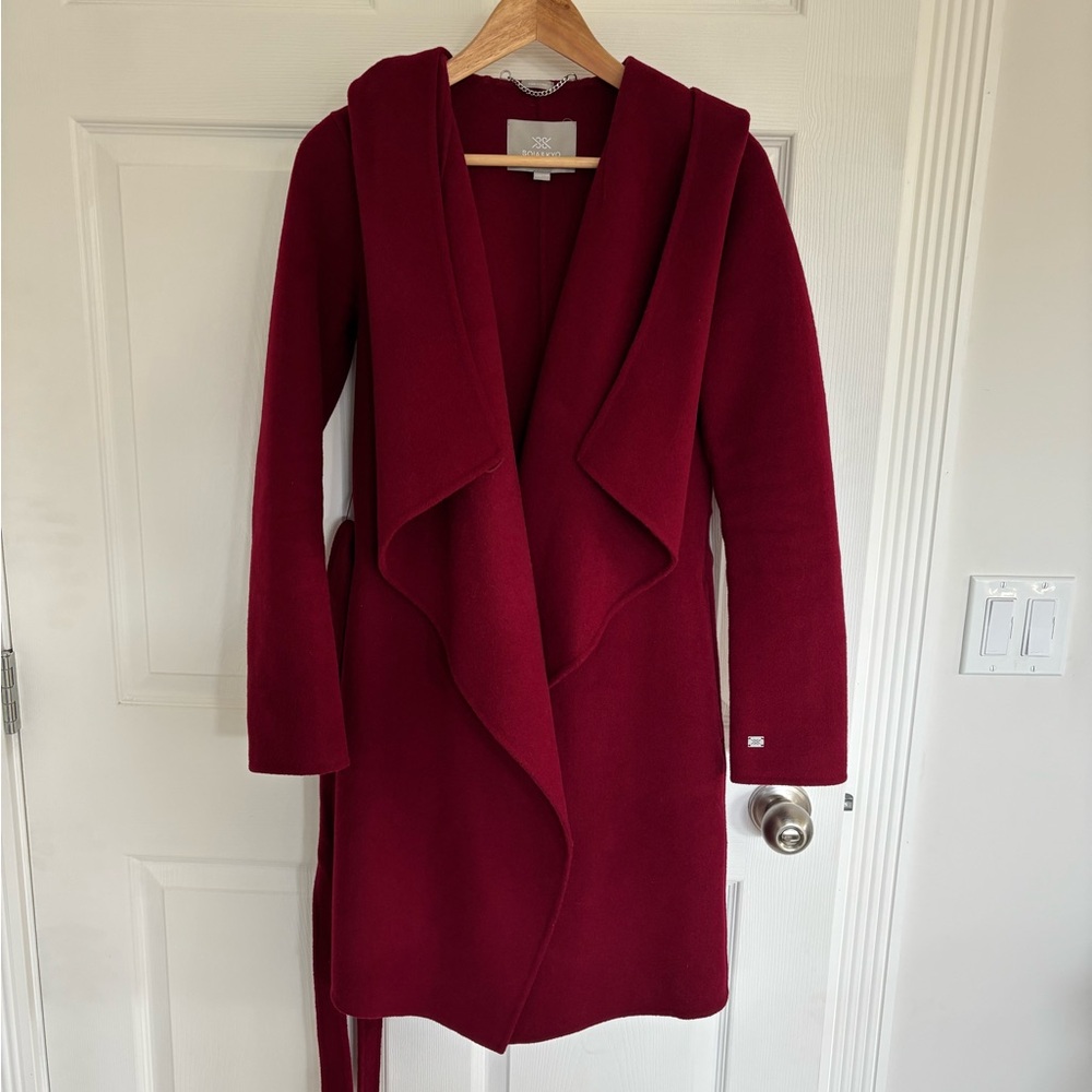 Soia & Kyo Deep Red Hooded Wrap Coat